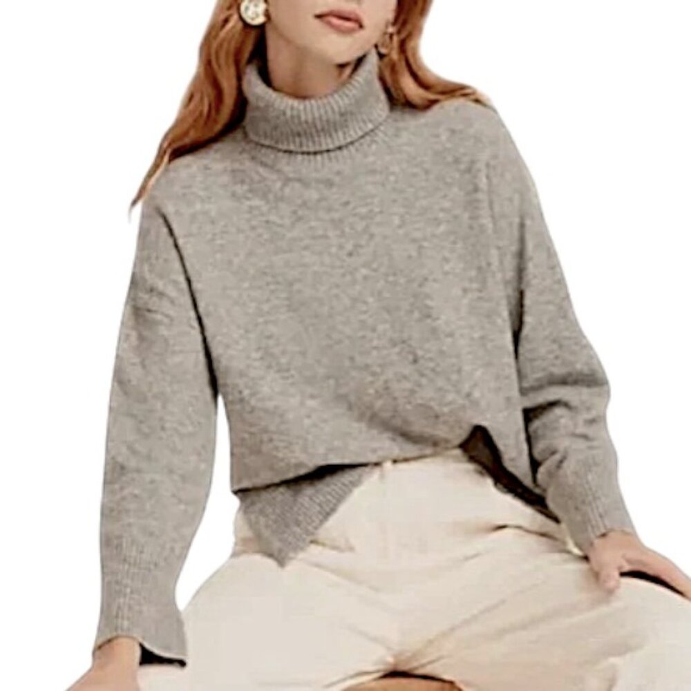 J Crew Supersoft Alpaca Merino Blend Turtleneck Sweater XS Gray